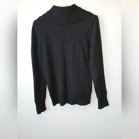 Lauren Ralph Lauren black shawl collar chunky clasp sweater women's size Medium - Picture 2 of 10